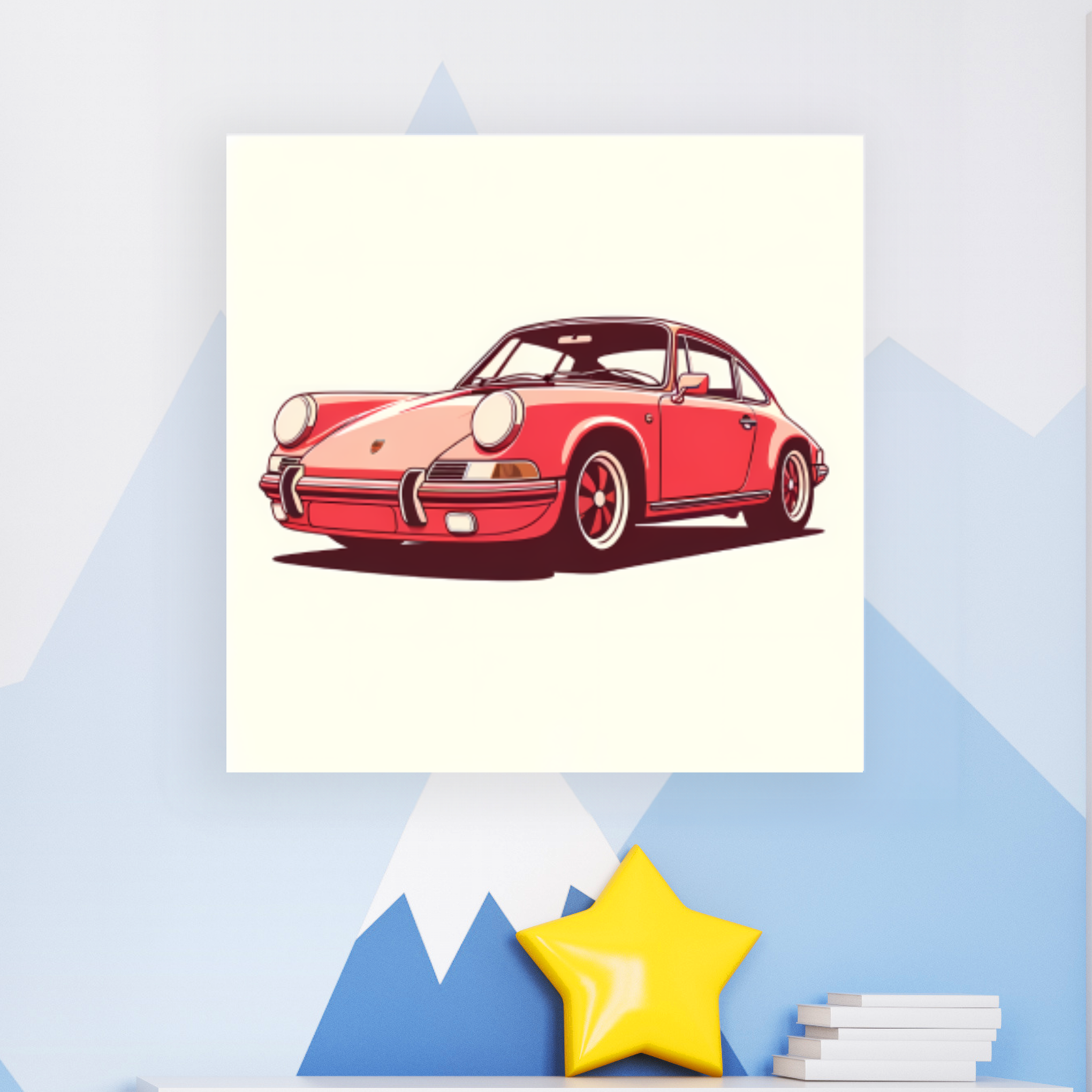 Classic Car Porsche Canvas Artwork For Boys Room 