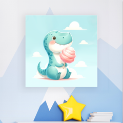 Candyfloss Rex - Dinosaur Canvas Art For Kids Room or Play Area