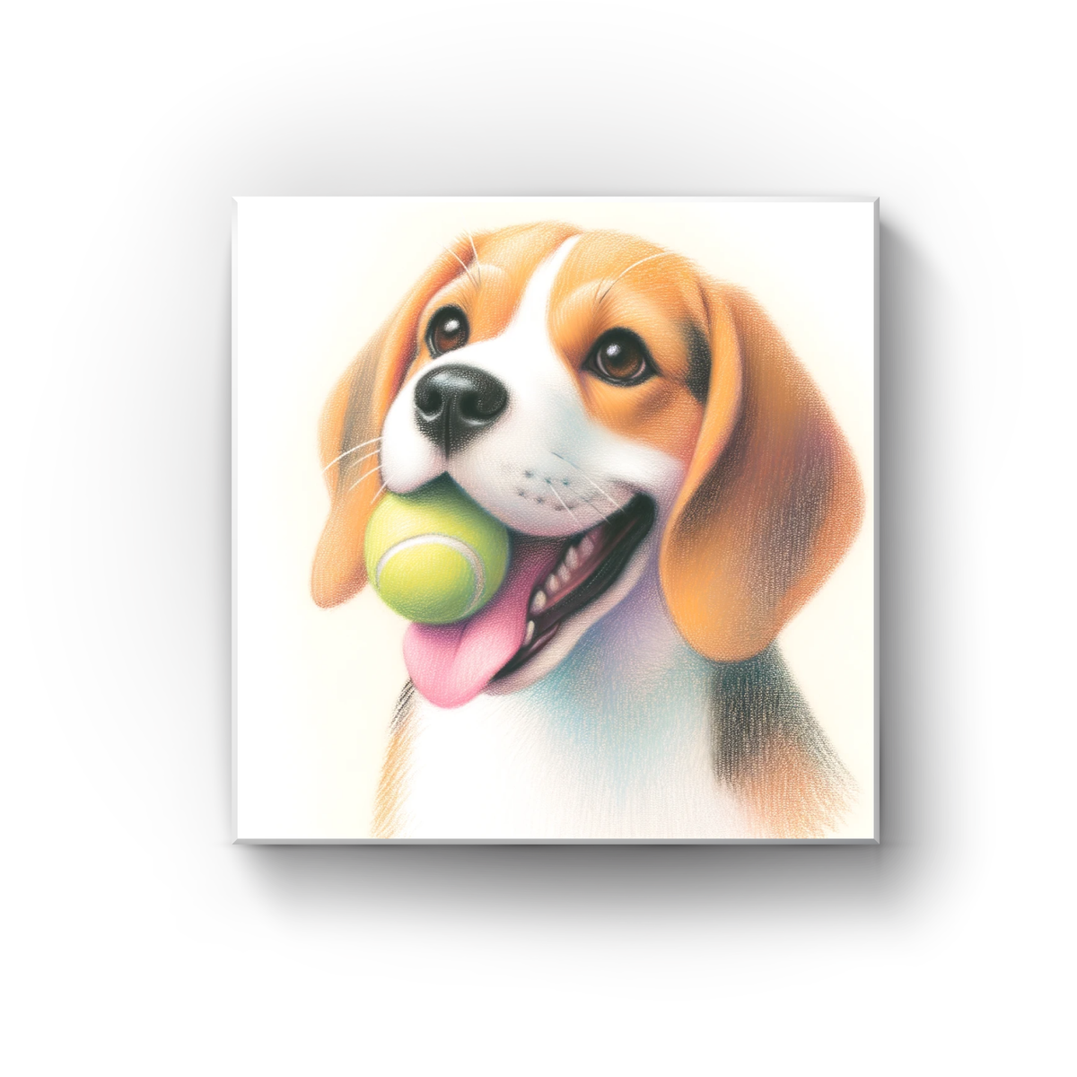 Beagle with Tennis Ball - Dog Canvas Art For Kids Room or Play Area