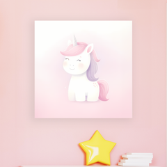 Blushing Unicorn's Daydream -  Unicorn Canvas Art For Kids Room or Play Area