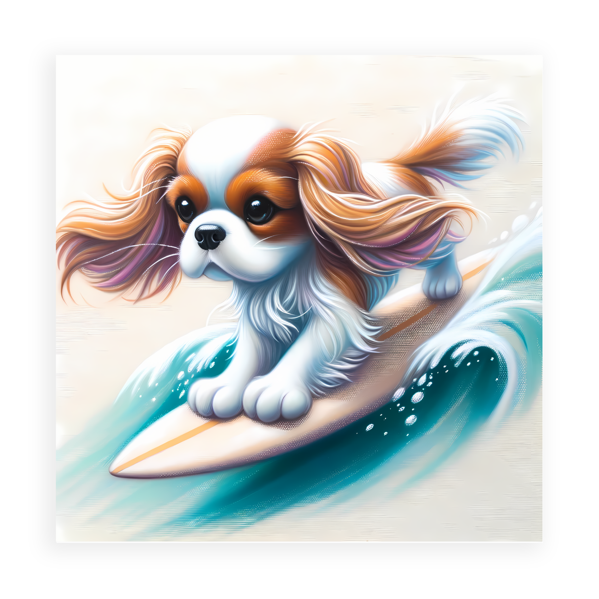 Cavalier Wave Rider - Dog Canvas Art For Kids Room or Play Area