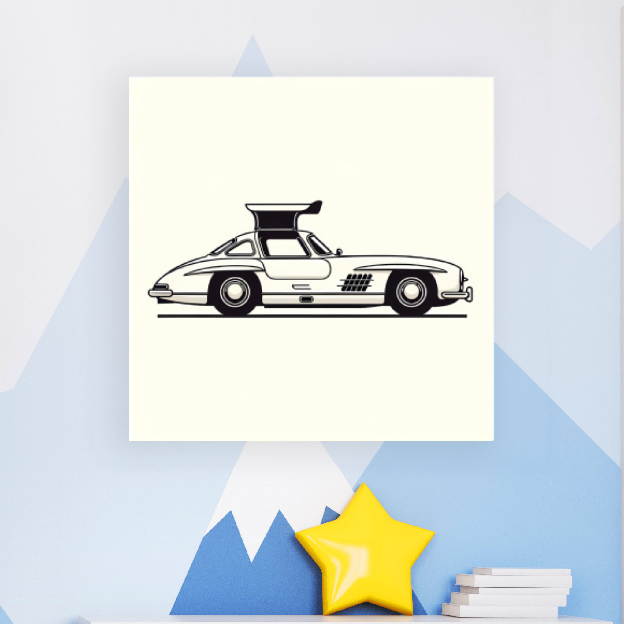 Classic Car Mercedes Canvas Artwork For Boys Room 