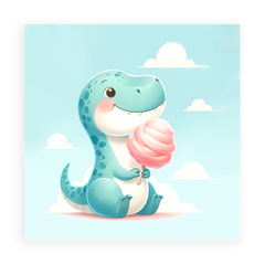 Candyfloss Rex - Dinosaur Canvas Art For Kids Room or Play Area